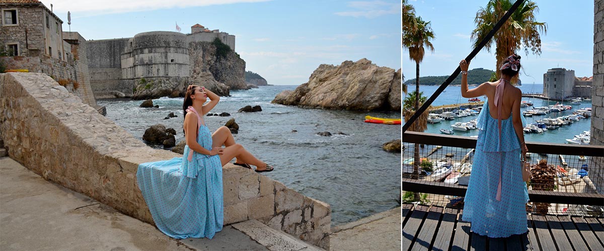 I am Georgiana Rochie Buline Almaaz Couture Vara Dubrovnik | Fashion Blogger in Croatia purtand o Rochie cu Spatele Gol si Buline