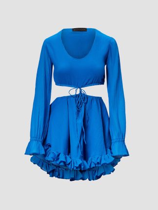 Cauti o Rochie Deosebita de Seara? Contacteaza-ne sau Comanda Online | Almaaz Couture Blue Sexy Back Dress Almaaz Couture