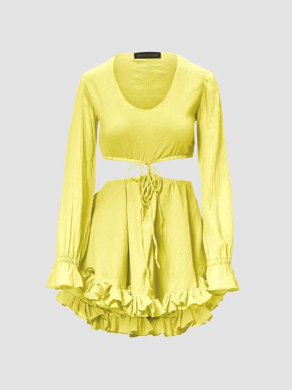 Cauti o Rochie Deosebita de Seara? Contacteaza-ne sau Comanda Online | Almaaz Couture Yellow Sexy Back Dress Almaaz Couture