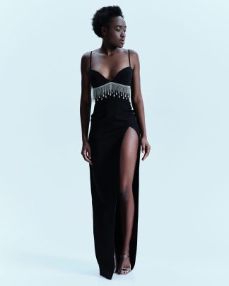 Crepe Dress with Accessory
